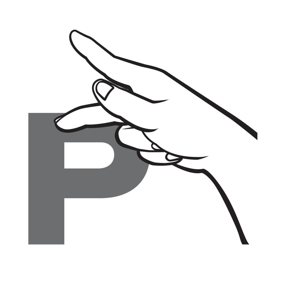 hand teckenspråk alfabetet bokstaven p vektor illustration.