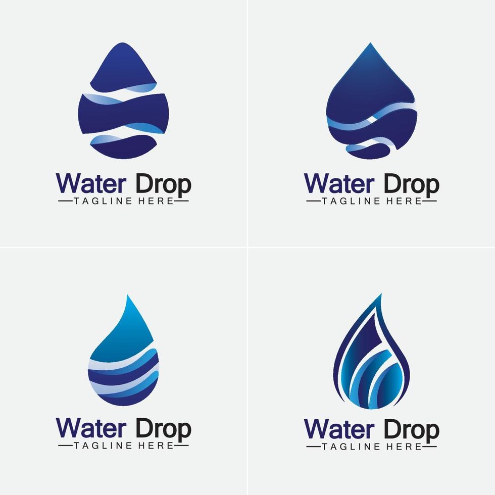 abstrakt blå vattendroppe logotyp vektor illustration formgivningsmall.