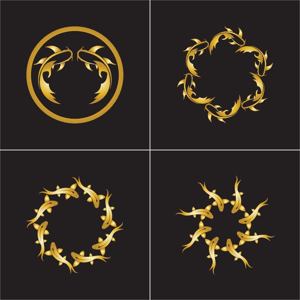 Goldfisch und Yin-Yang-Logo-Vektor-Icon-Design-Vorlage vektor
