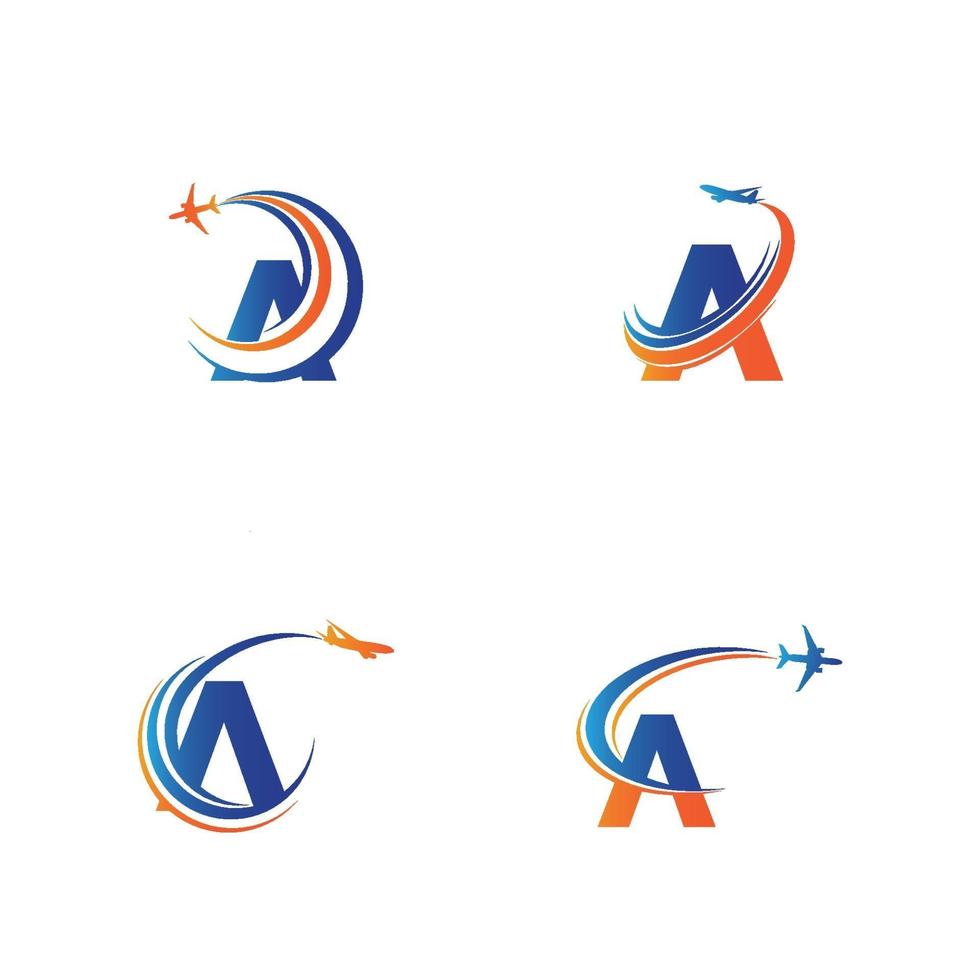 Buchstabe a Flugreisen-Logo-Design-Vorlage-Vektor vektor