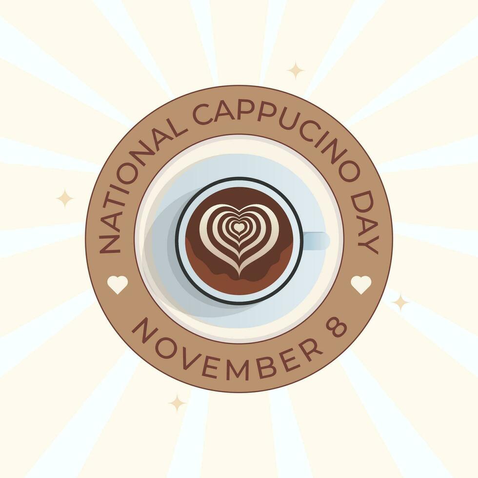 National Cappuccino Tag Design Vorlage gut zum Feier Verwendung. Cappucino Vektor Bild. eben Design. Vektor eps 10.