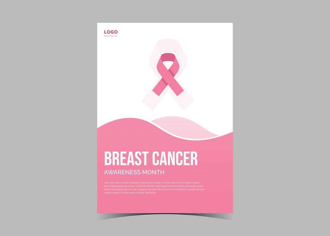 Brustkrebs-Bewusstseins-Flyer-Vorlage. oktober brustkrebs. vektor