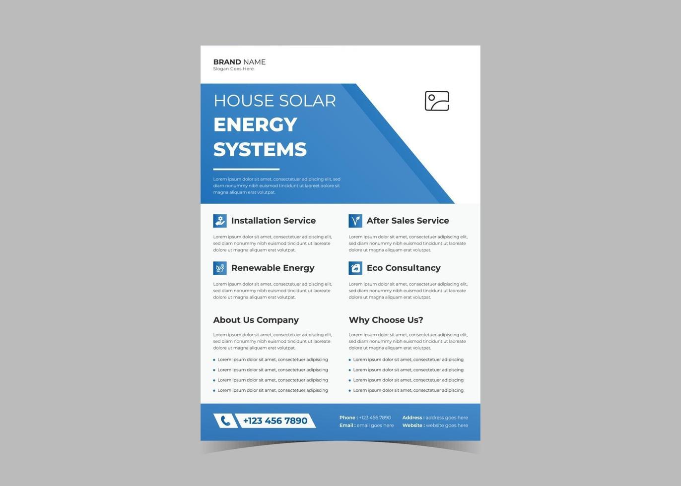 Vorlagen für Solarenergie-Flyer, Solarenergie für Ihren Platz, Solarflyer vektor