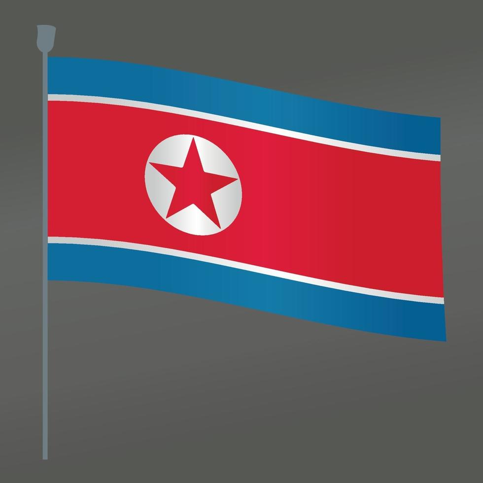 Nordkorea kommunistische Flagge und Polsymbol flache Vektorgradientenfarbe vektor