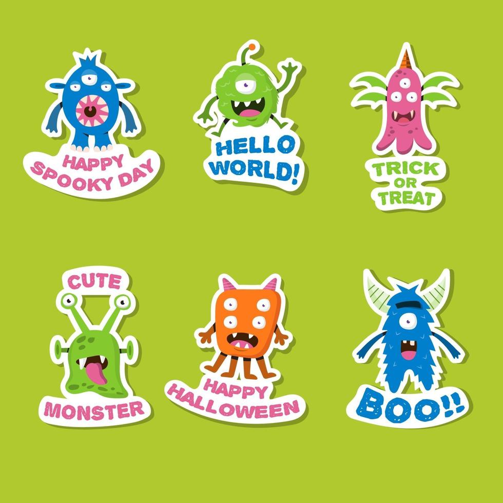 Halloween Monster Sticker Sammlung vektor