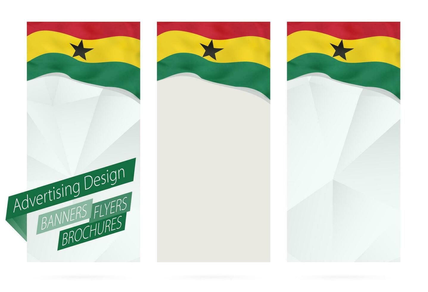 design av banderoller, flygblad, broschyrer med flagga av ghana. vektor