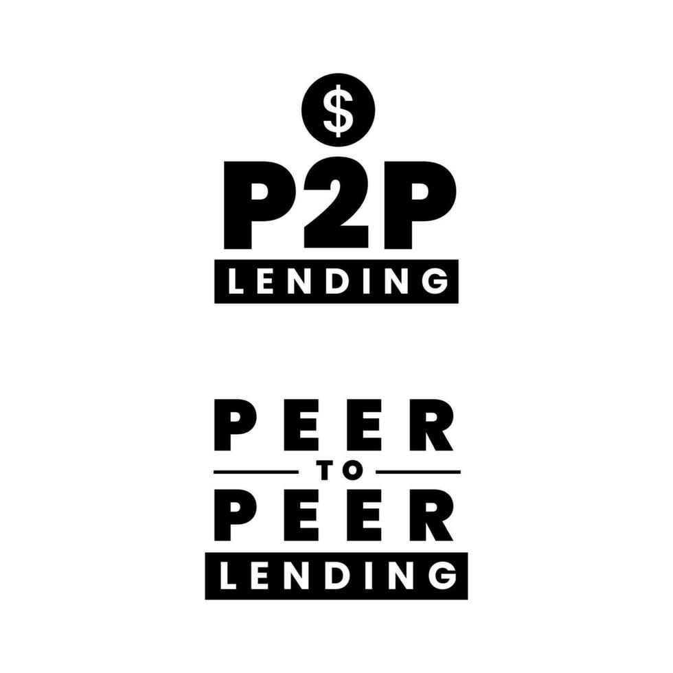 Peer zu Peer Kreditvergabe Geld Geschäft Text Symbol Design Vektor