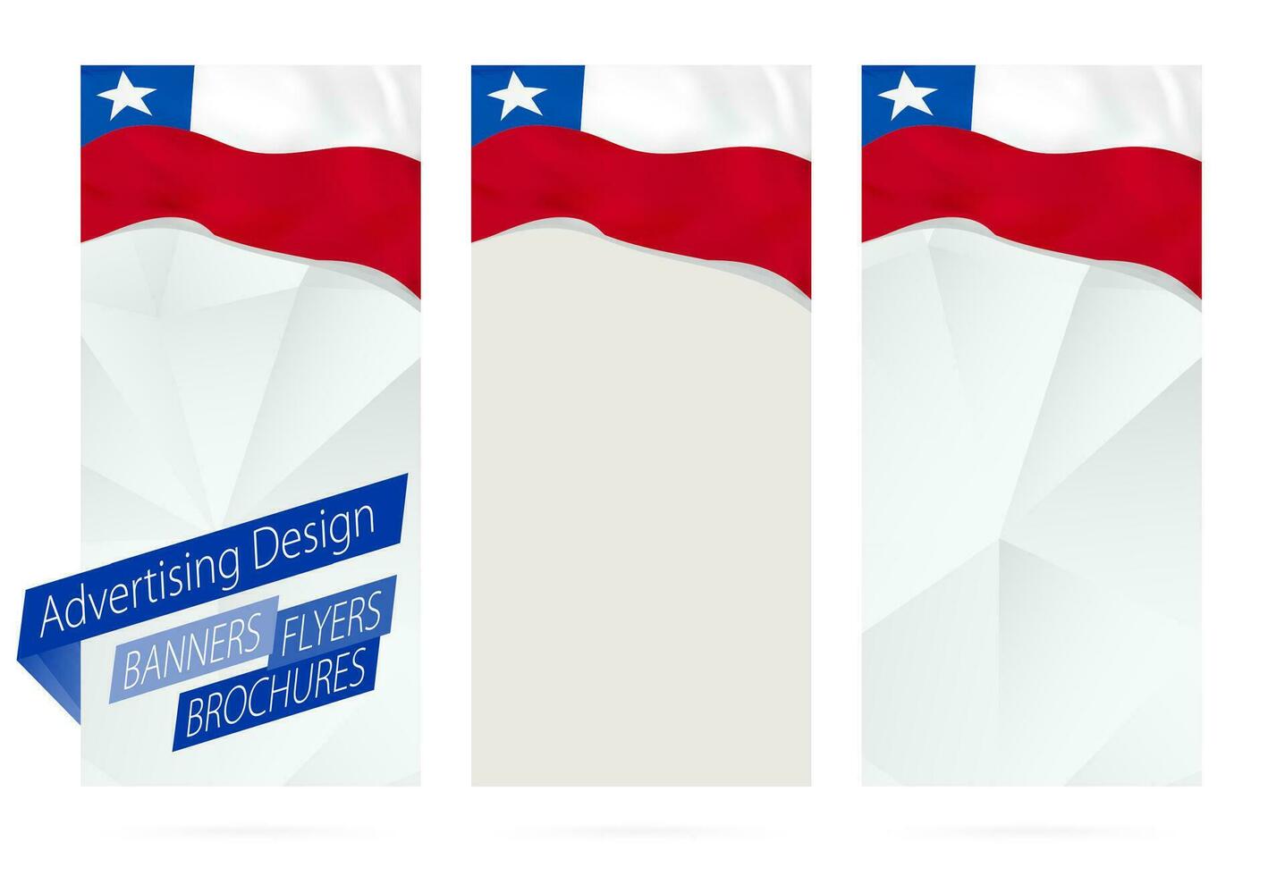 design av banderoller, flygblad, broschyrer med flagga av Chile. vektor