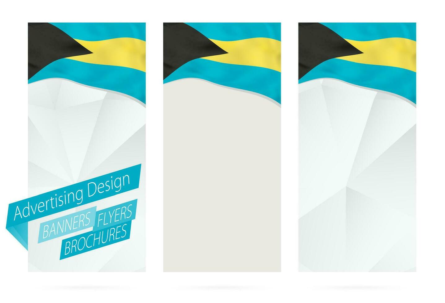 design av banderoller, flygblad, broschyrer med flagga av de Bahamas. vektor