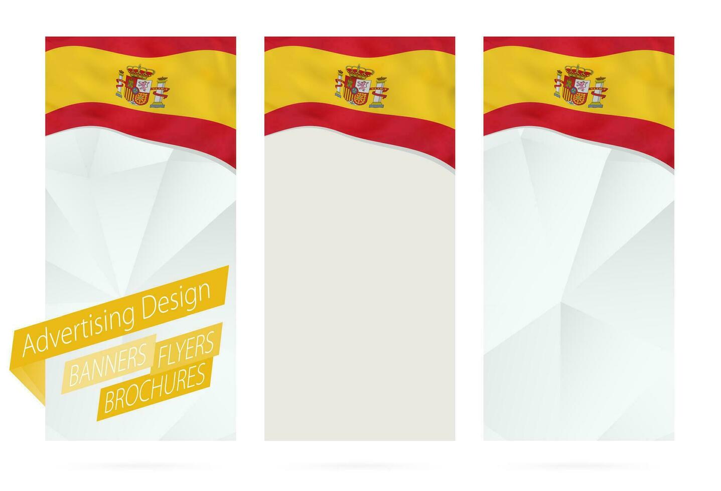 design av banderoller, flygblad, broschyrer med flagga av Spanien. vektor