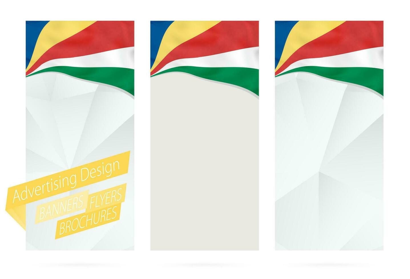 Design von Banner, Flyer, Broschüren mit Flagge von Seychellen. vektor