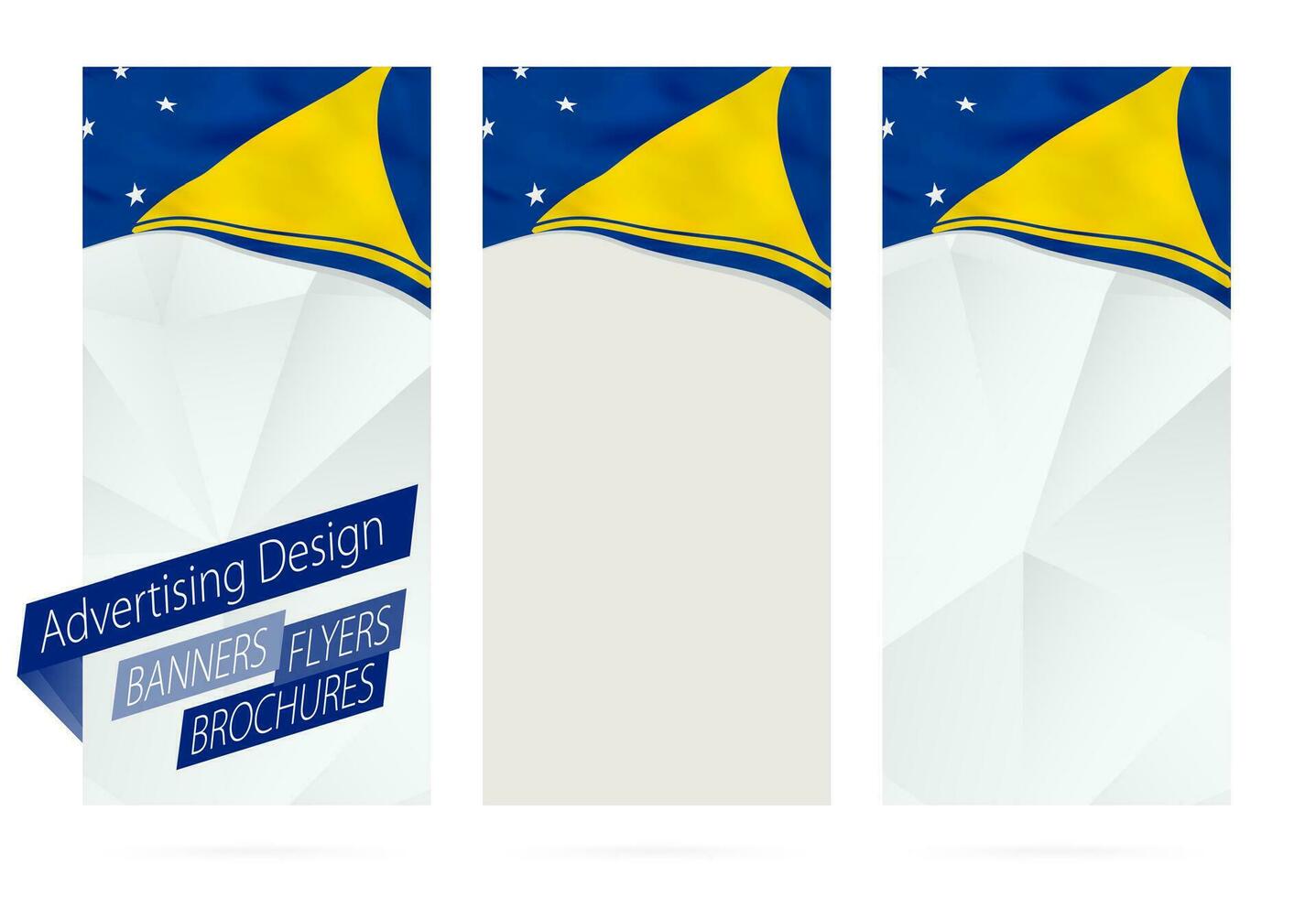 Design von Banner, Flyer, Broschüren mit Flagge von Tokelau. vektor