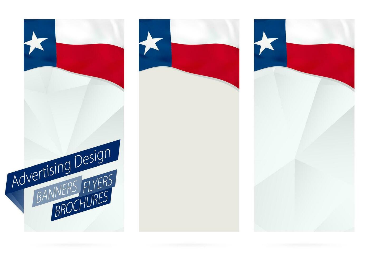 design av banderoller, flygblad, broschyrer med texas stat flagga. vektor