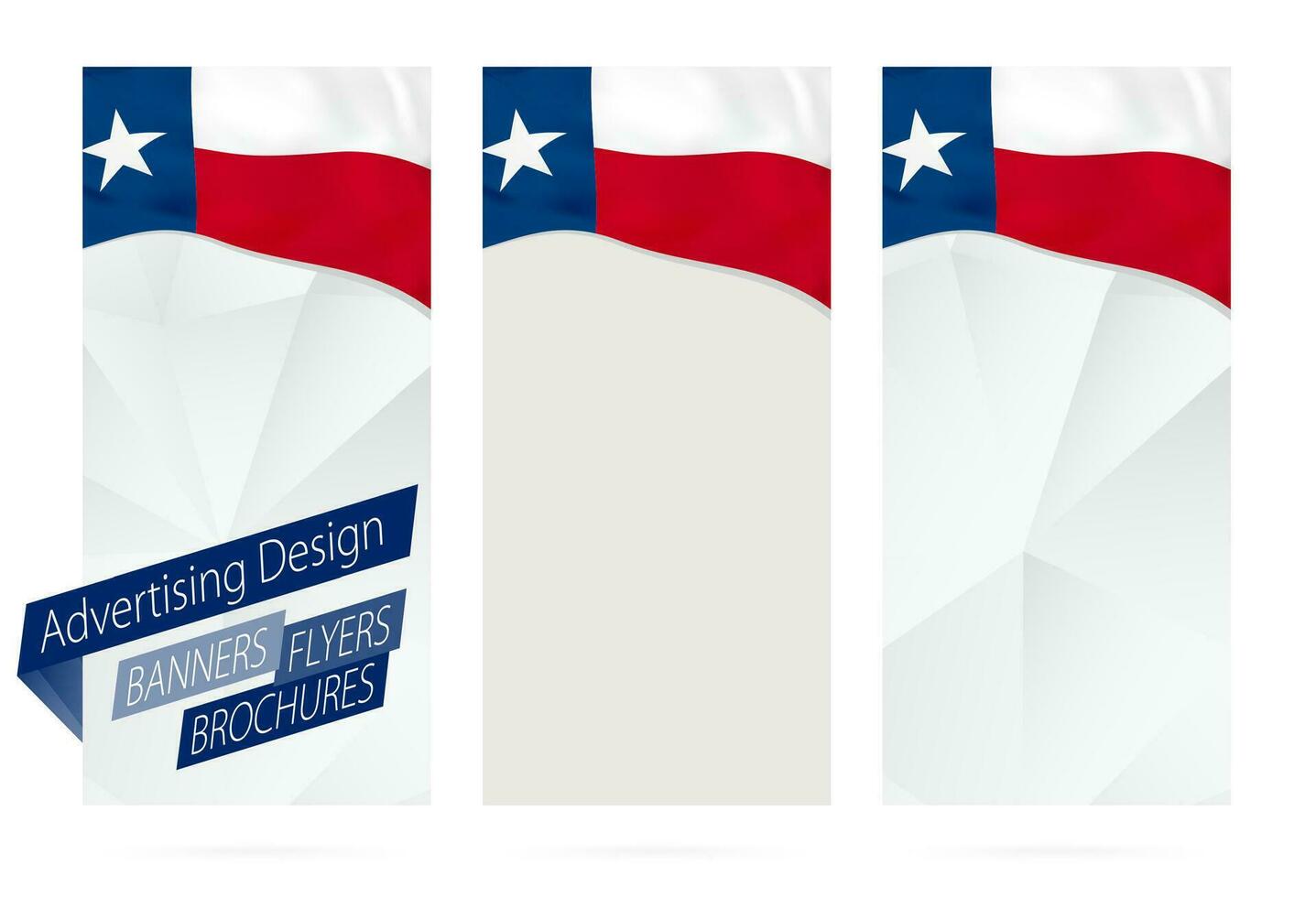 Design von Banner, Flyer, Broschüren mit Texas Zustand Flagge. vektor