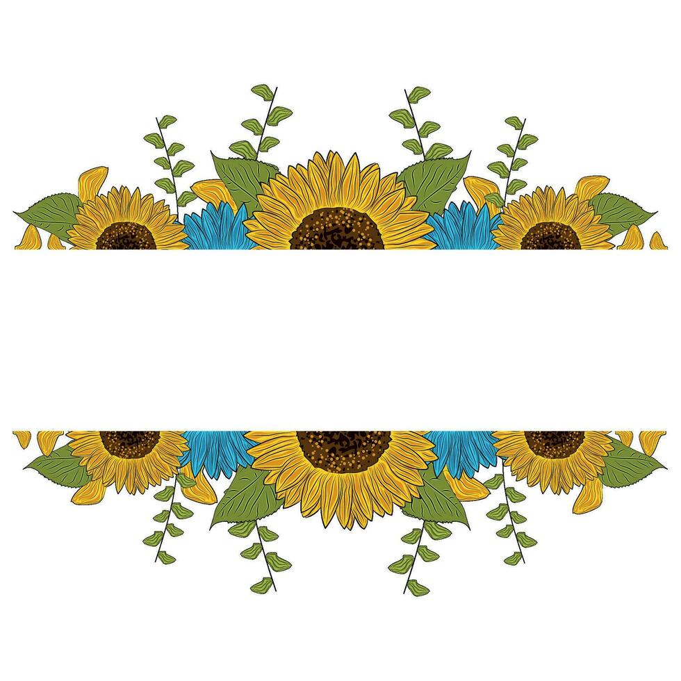 färgad solros ram blomma gräns vektor