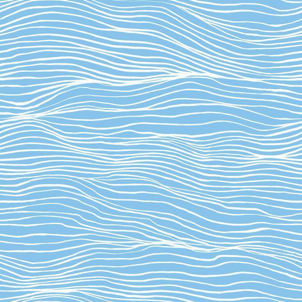 sömlös linjär vågig mönster. marin textur, vit vågig rader på blå bakgrund vektor