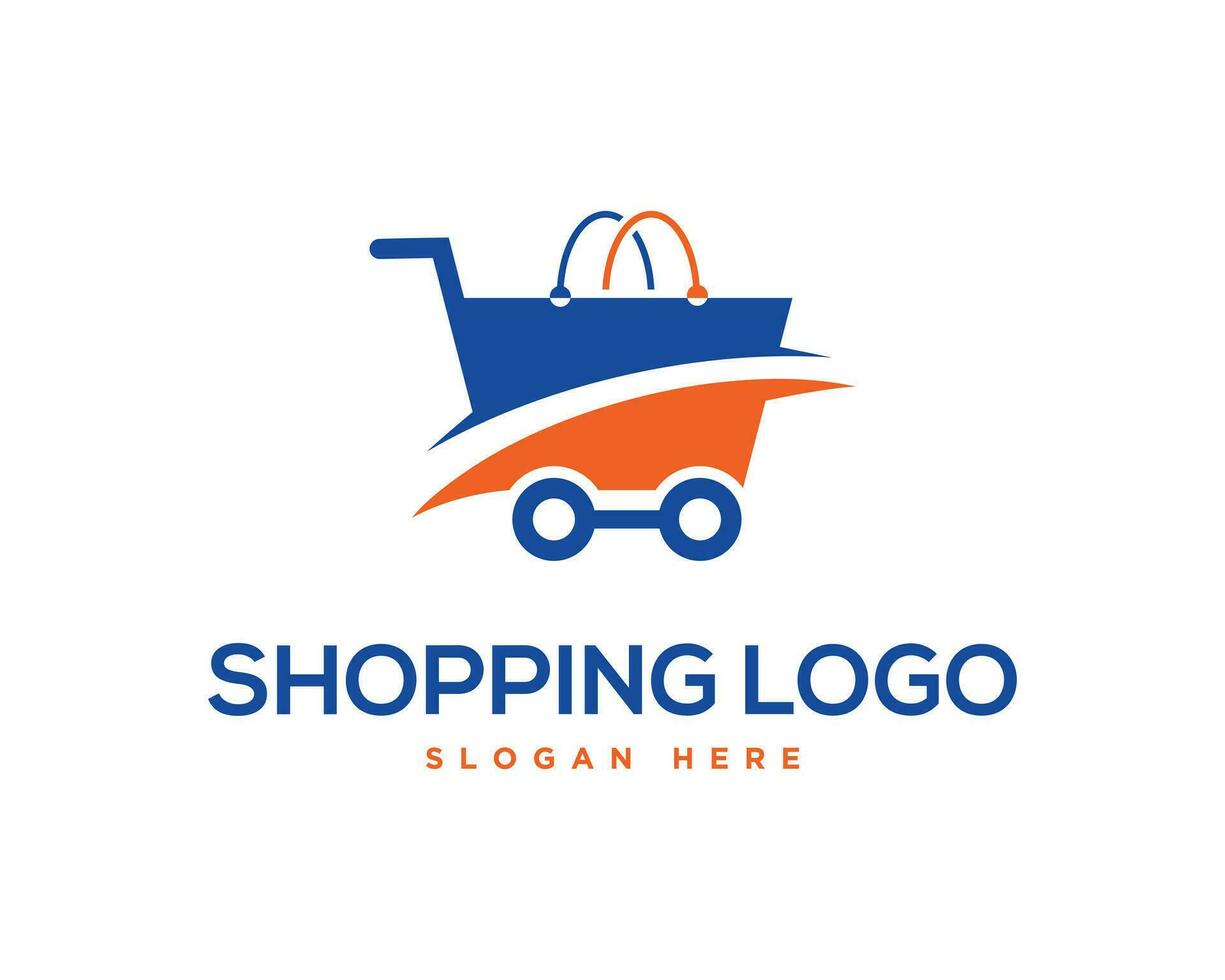 online Geschäft und Einkaufen Wagen Logo Design Vektor Symbol Vorlage.