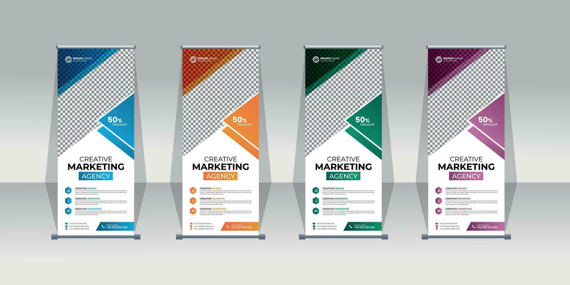 Geschäft rollen oben Banner Stand Vektor kreativ Marketing Agentur Banner Design. Verkauf Banner Stand oder Flagge Design Layout