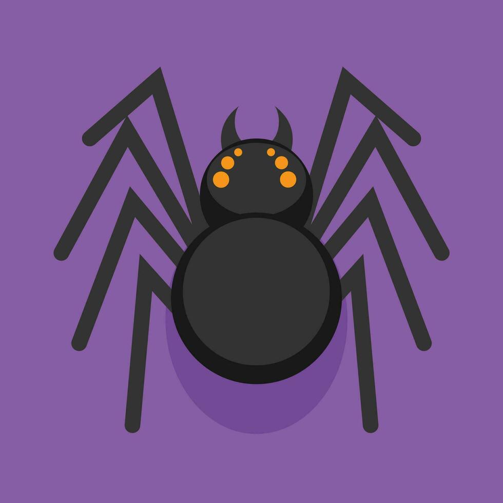 svart Spindel isolerat på lila bakgrund. vektor illustration