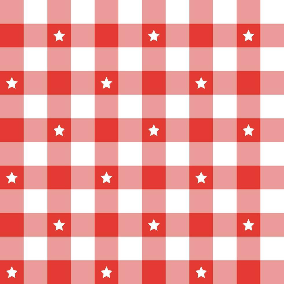 röd pläd mönster med stjärna bakgrund. pläd mönster bakgrund. pläd bakgrund. sömlös mönster. för bakgrund, dekoration, gåva omslag, gingham bordsduk, filt, tartan. vektor