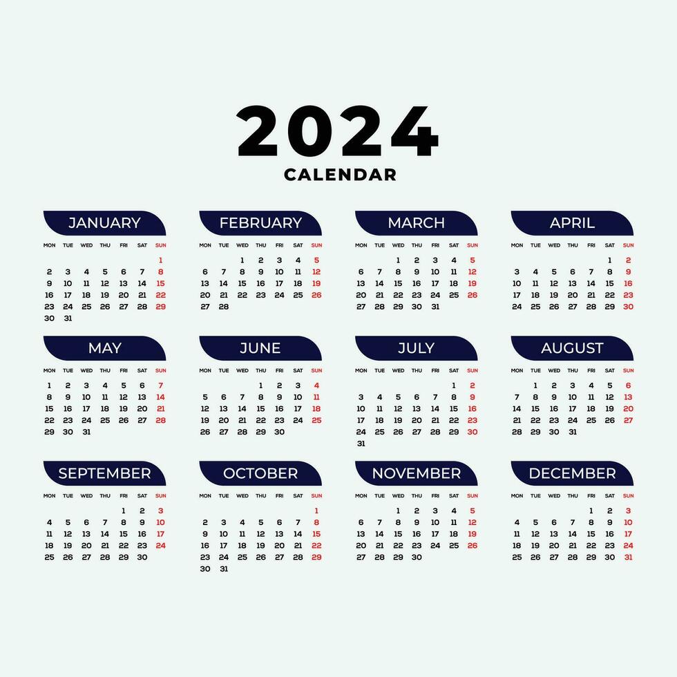 glücklich Neu Jahr 2024 modern Design Kalender vektor