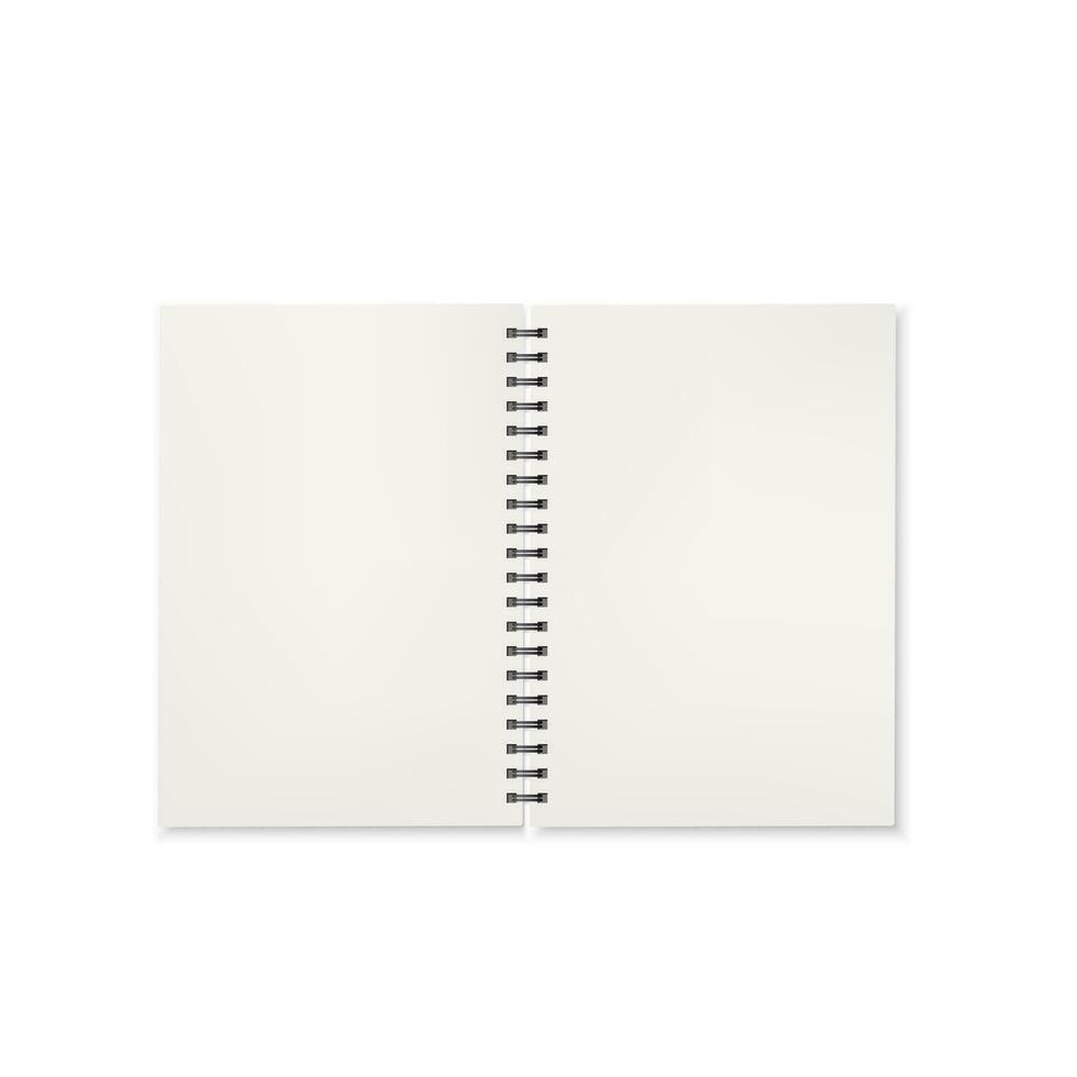 anteckningsbok öppen se. mall av kontor anteckningsblock med vit sidor. vektor illustration
