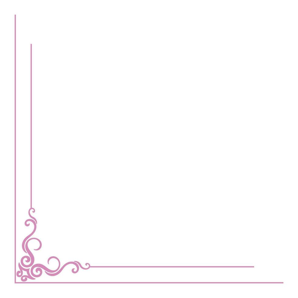 rosa årgång hörn, tunn linje victorian mitten åldrar fint svart monogram ramar, design element samling, abstrakt ikoner, enkel symboler av blommor vektor