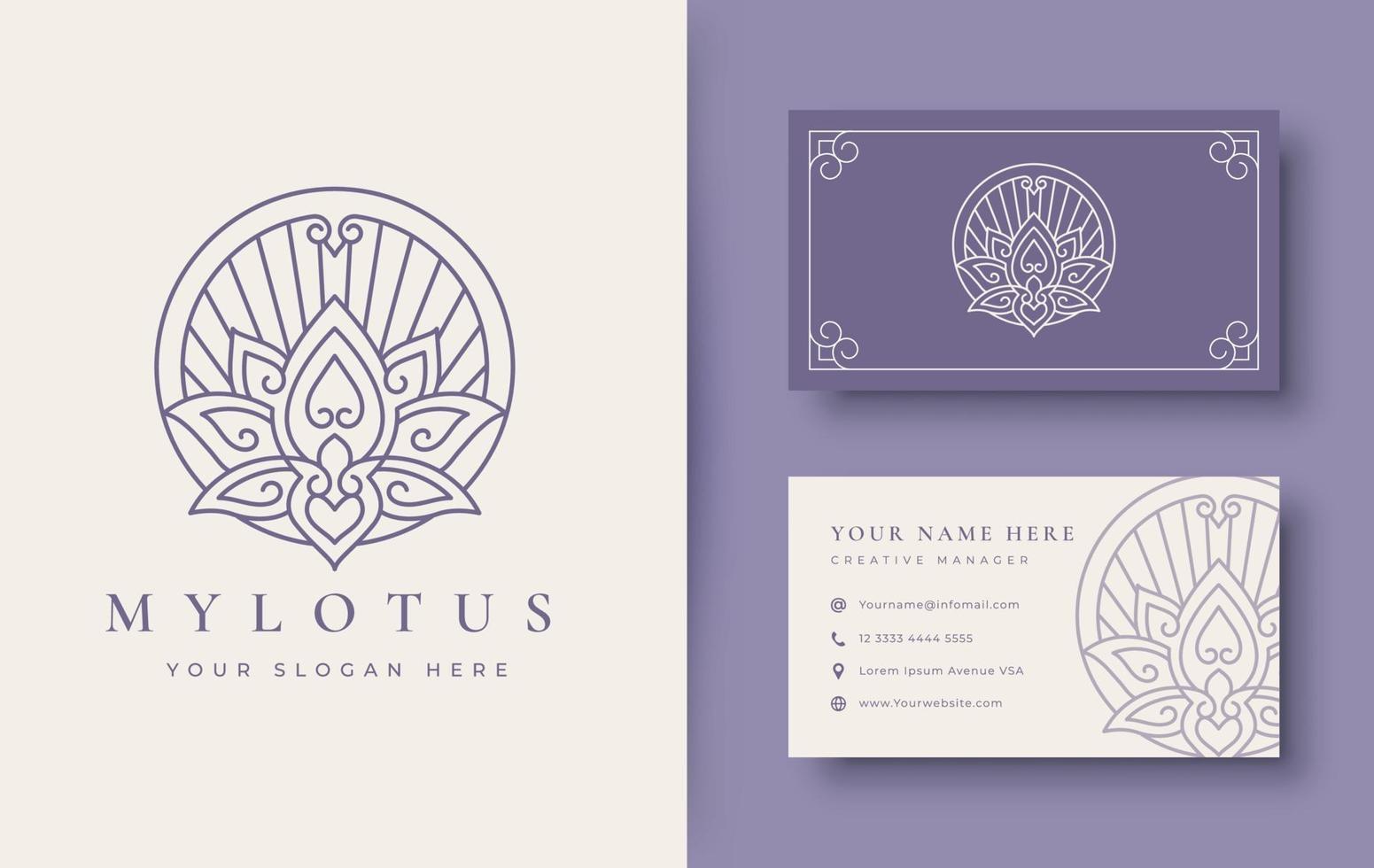 lotusblomma logotyp och visitkort design vektor