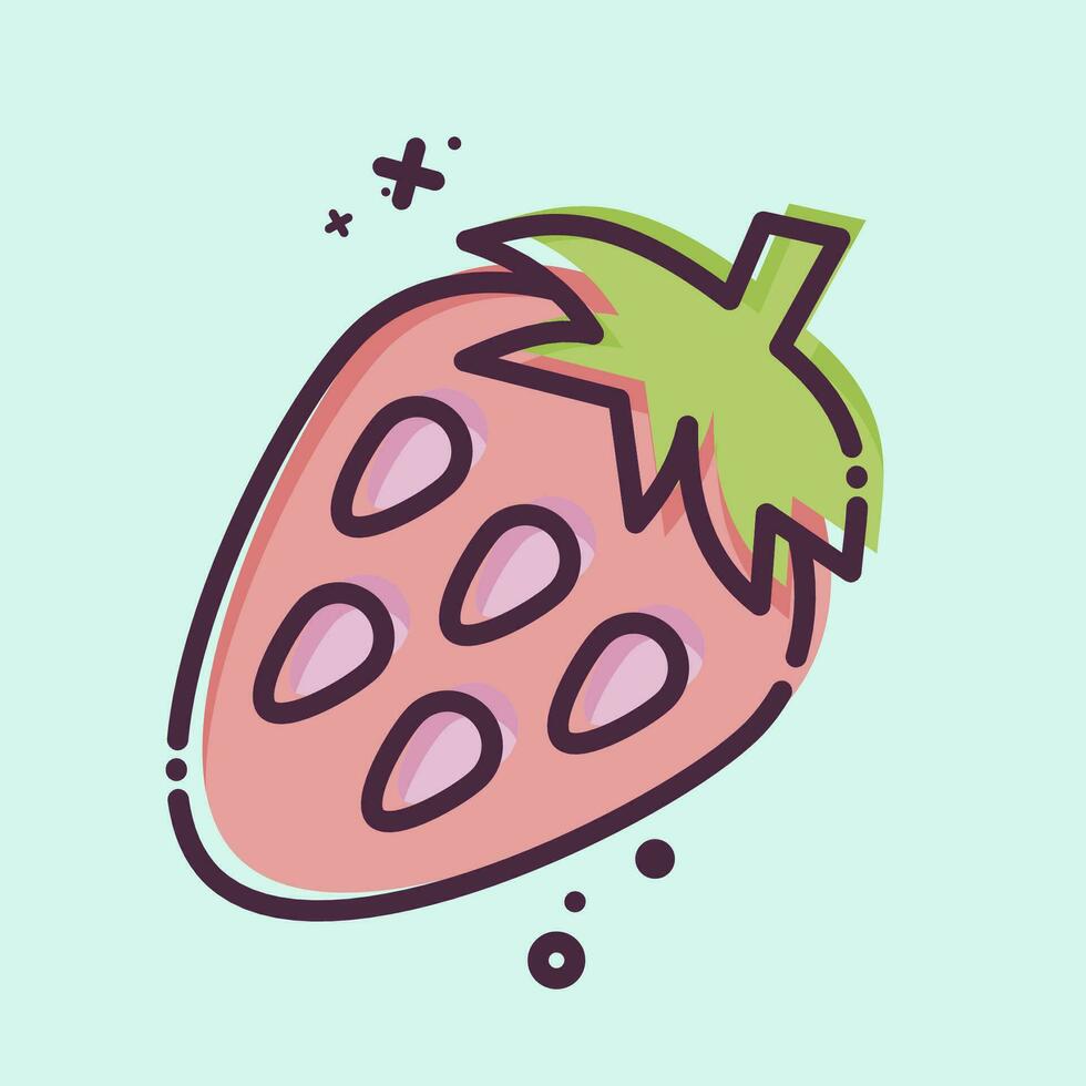 ikon jordgubbe. relaterad till frukt och vegetabiliska symbol. mbe stil. enkel design redigerbar. enkel illustration vektor