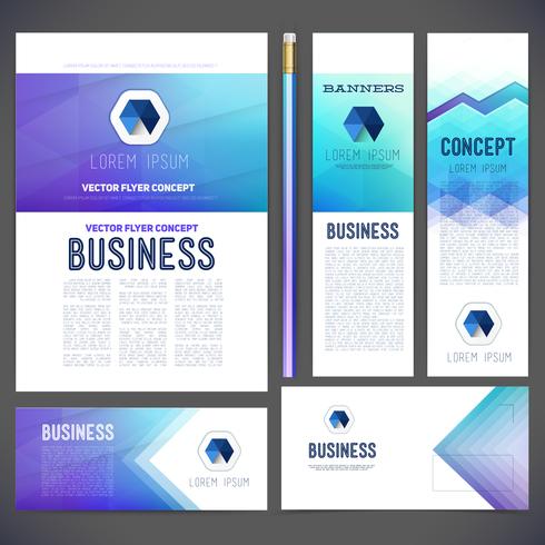 Corporate Identity Kit oder Business Kit mit abstrakten Hintergründen von geometrischen Formen. vektor