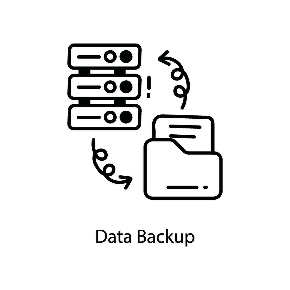 data säkerhetskopiering klotter ikon design illustration. nätverkande symbol på vit bakgrund eps 10 fil vektor