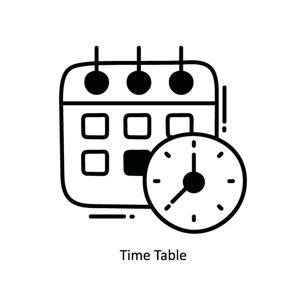 tid tabell klotter ikon design illustration. skola och studie symbol på vit bakgrund eps 10 fil vektor