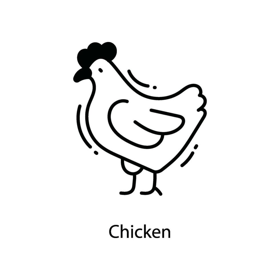 kyckling klotter ikon design illustration. lantbruk symbol på vit bakgrund eps 10 fil vektor