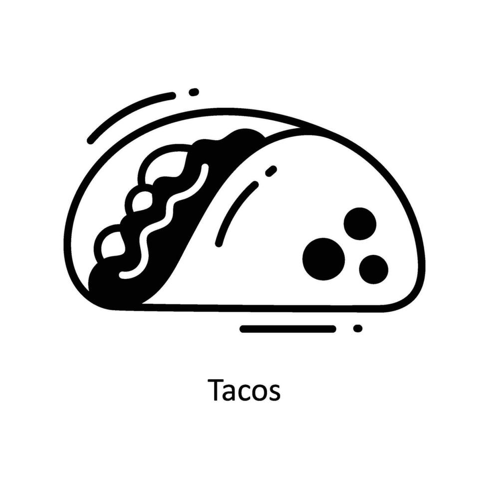 Tacos Gekritzel Symbol Design Illustration. Essen und Getränke Symbol auf Weiß Hintergrund eps 10 Datei vektor