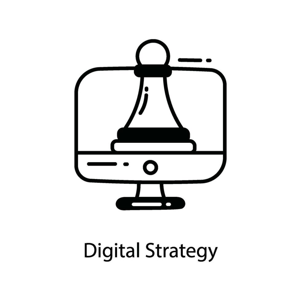 Digital Strategie Gekritzel Symbol Design Illustration. Marketing Symbol auf Weiß Hintergrund eps 10 Datei vektor