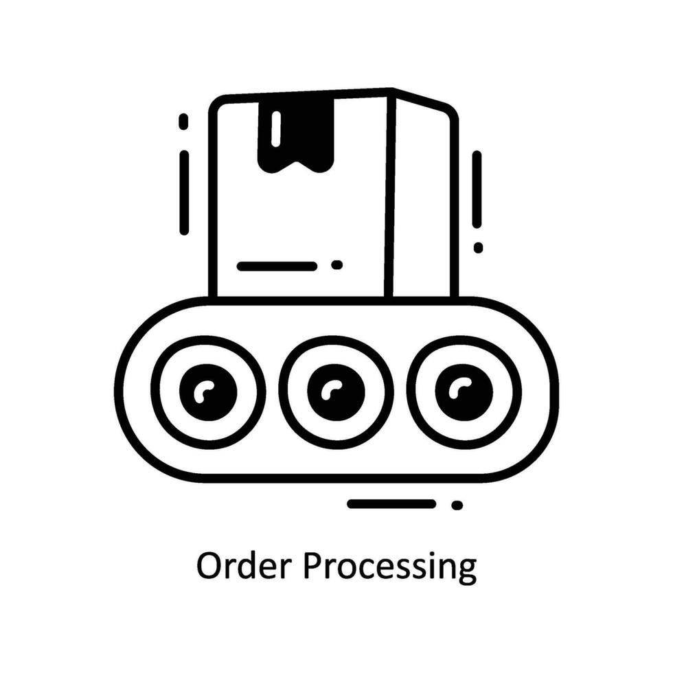 beställa bearbetning klotter ikon design illustration. logistik och leverans symbol på vit bakgrund eps 10 fil vektor