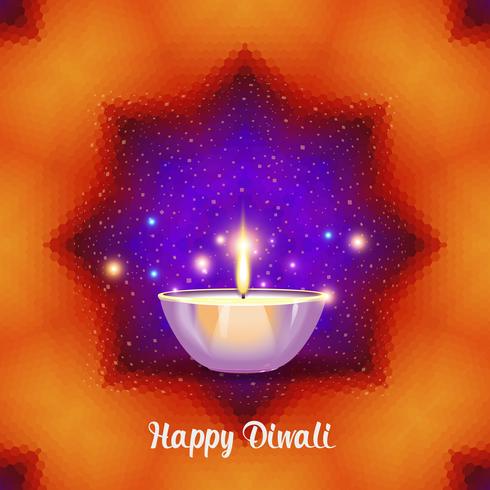 Brennendes Diya am Diwali-Feiertag auf geometrischem Hintergrund. vektor