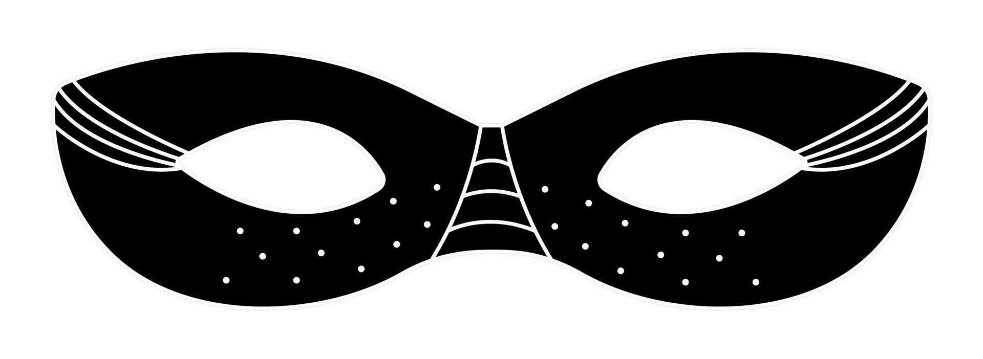 svart och vit maskerad mask med dotes och rader, vektor illustration för karneval och fest