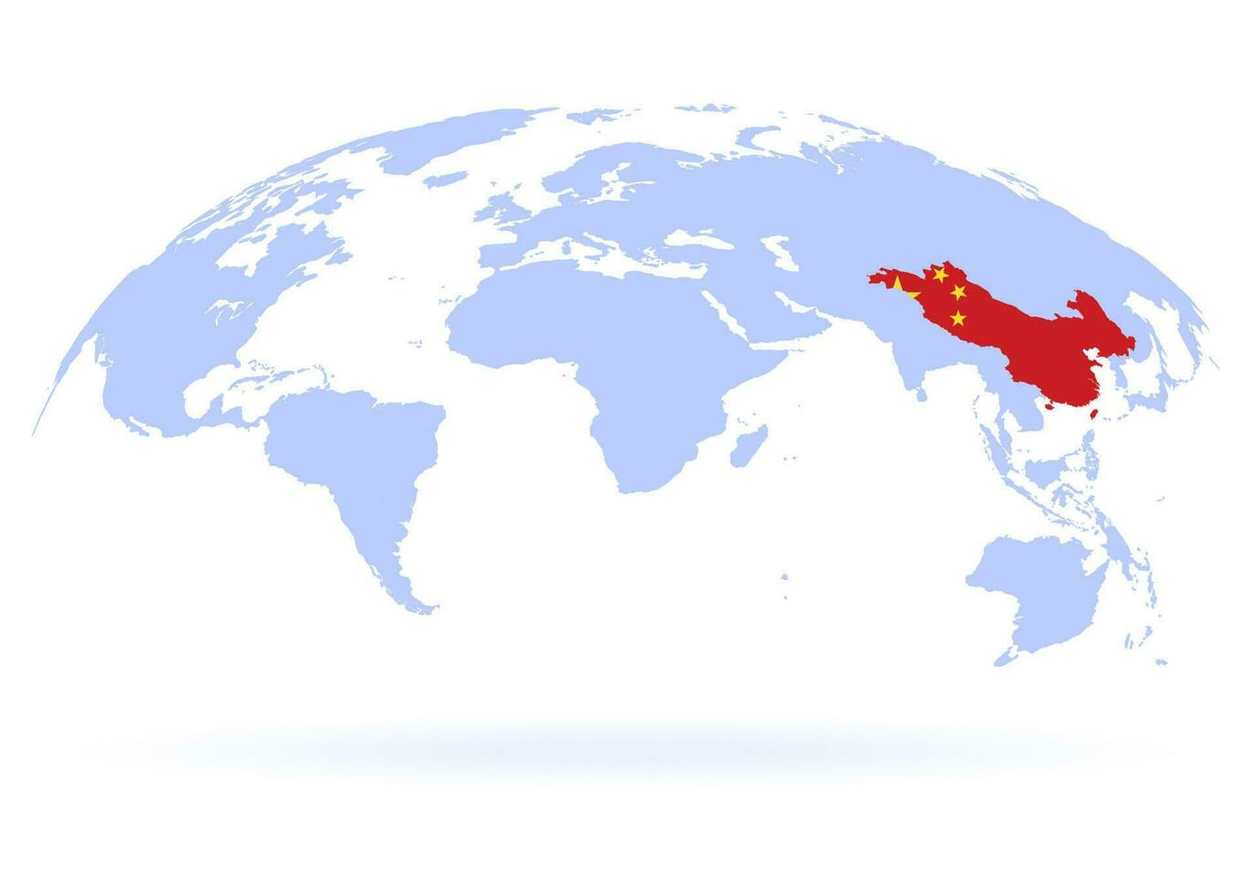 Planet Erde. Flagge von China. das Erde, Welt Karte auf Weiß Hintergrund. Vektor Illustration. eps 10