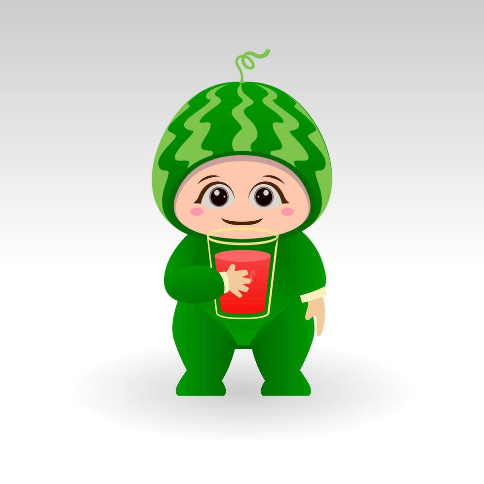 Vektor Wassermelone Obst kawaii Karikatur Charakter Vektor komisch Wassermelone Obst kawaii Illustration