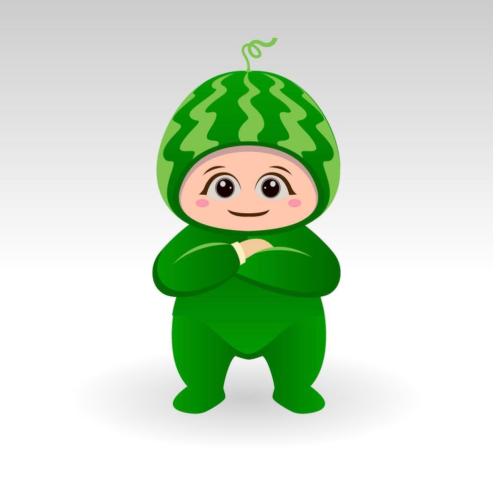 Vektor Wassermelone Obst kawaii Karikatur Charakter Vektor komisch Wassermelone Obst kawaii Illustration