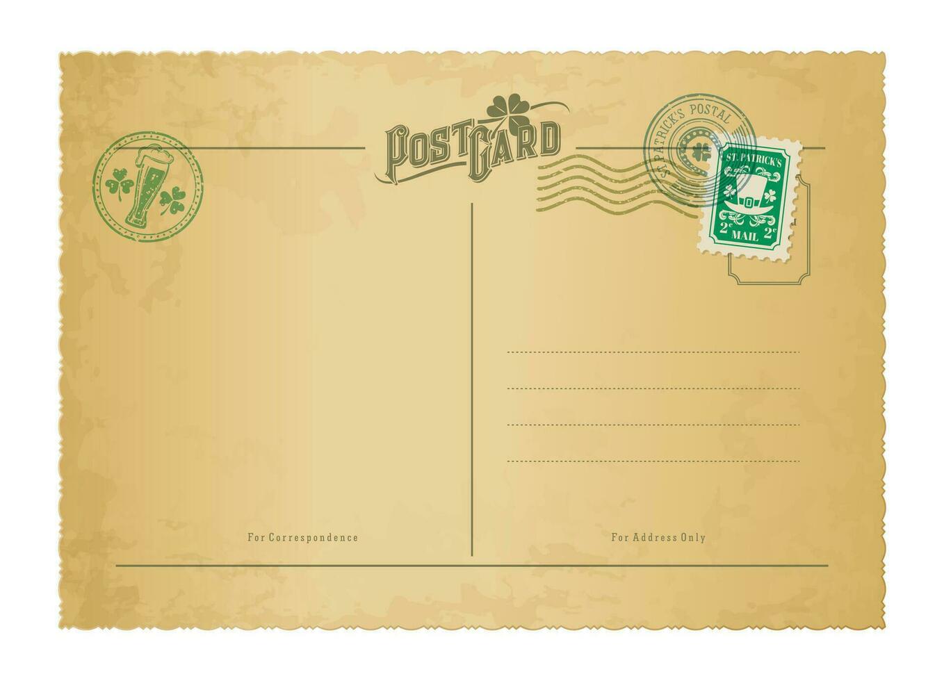 Heilige Patrick Tag Antiquität Postkarte, retro Porto vektor