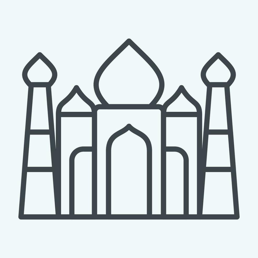 ikon taj mahal. relaterad till Indien symbol. linje stil. enkel design redigerbar. enkel illustration vektor