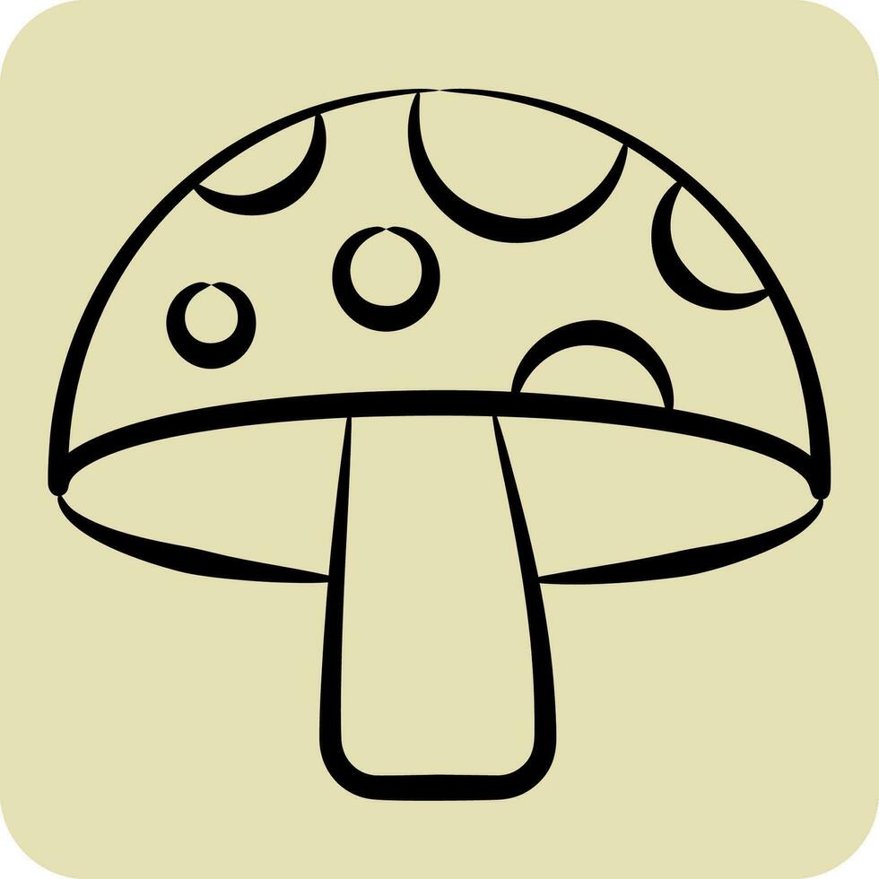 Symbol Pilz. verbunden zu Obst und Gemüse Symbol. Hand gezeichnet Stil. einfach Design editierbar. einfach Illustration vektor