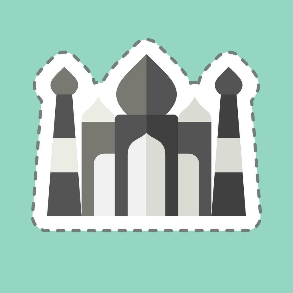 klistermärke linje skära taj mahal. relaterad till Indien symbol. enkel design redigerbar. enkel illustration vektor