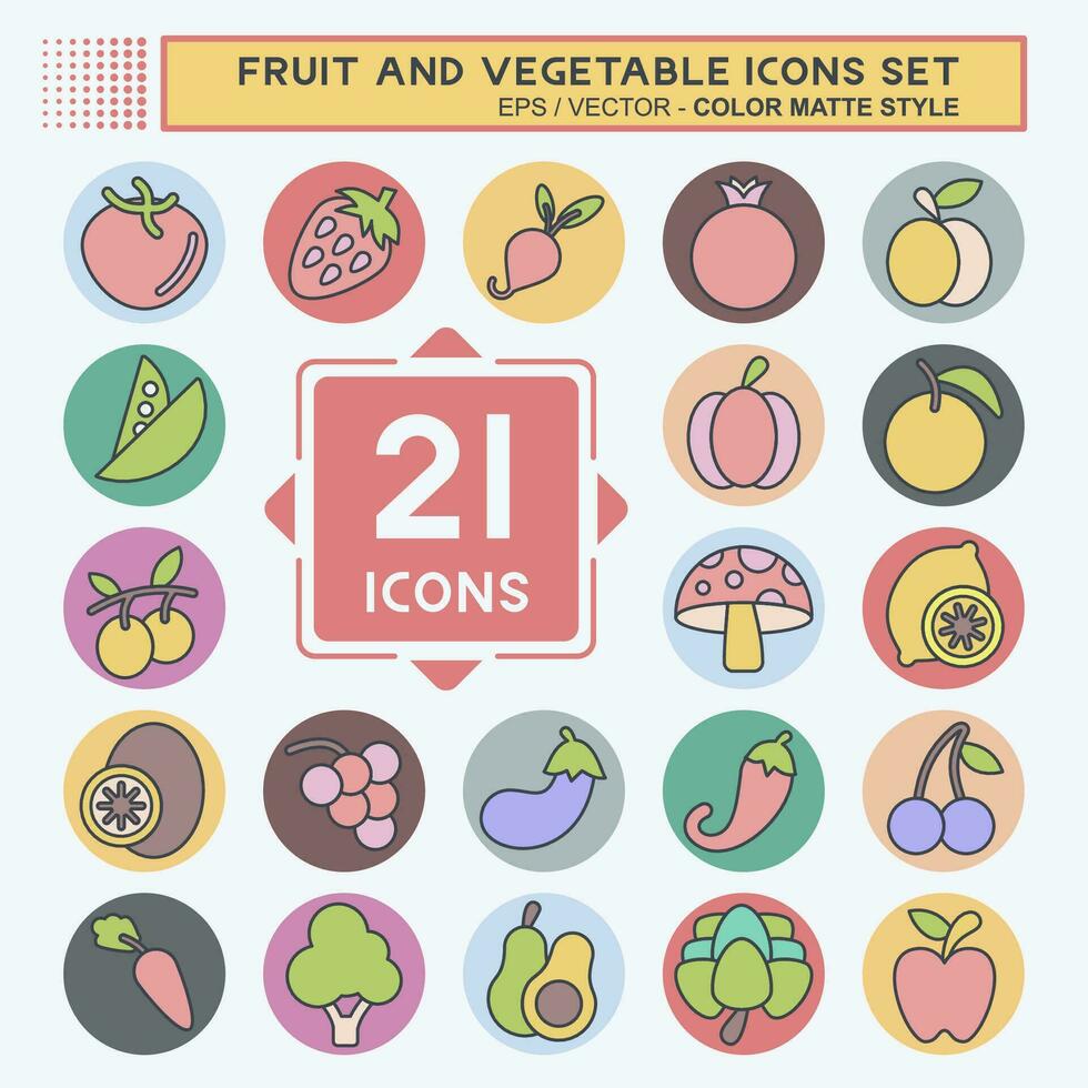 Symbol einstellen Obst und Gemüse. verbunden zu gesund Farbe Kamerad Stil. einfach Design editierbar. einfach Illustration vektor