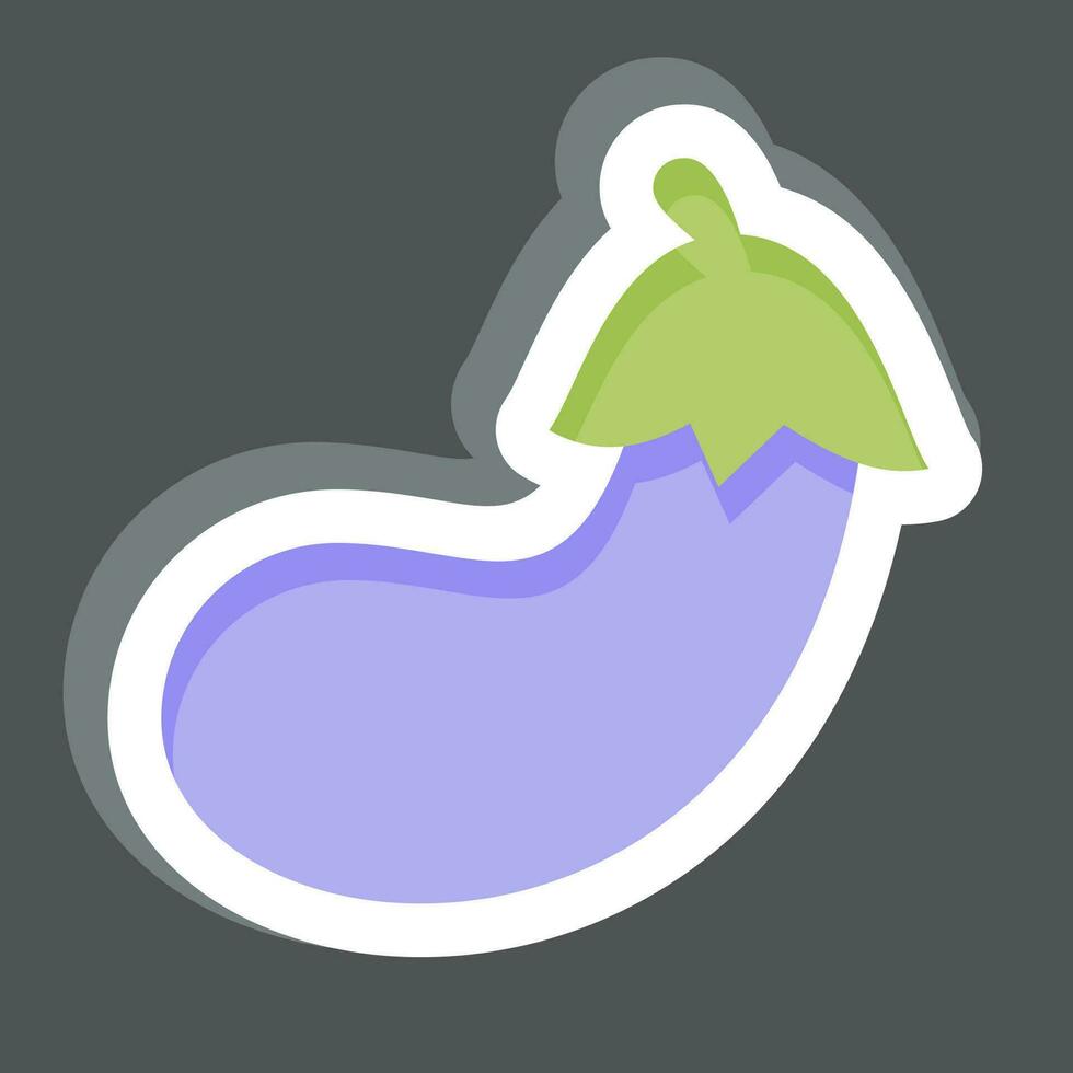 klistermärke äggplanta. relaterad till frukt och vegetabiliska symbol. enkel design redigerbar. enkel illustration vektor