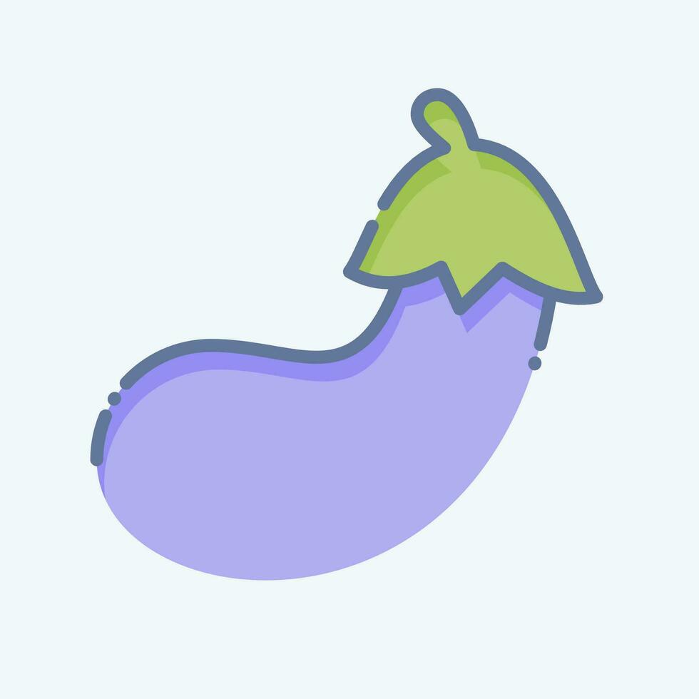 ikon äggplanta. relaterad till frukt och vegetabiliska symbol. klotter stil. enkel design redigerbar. enkel illustration vektor