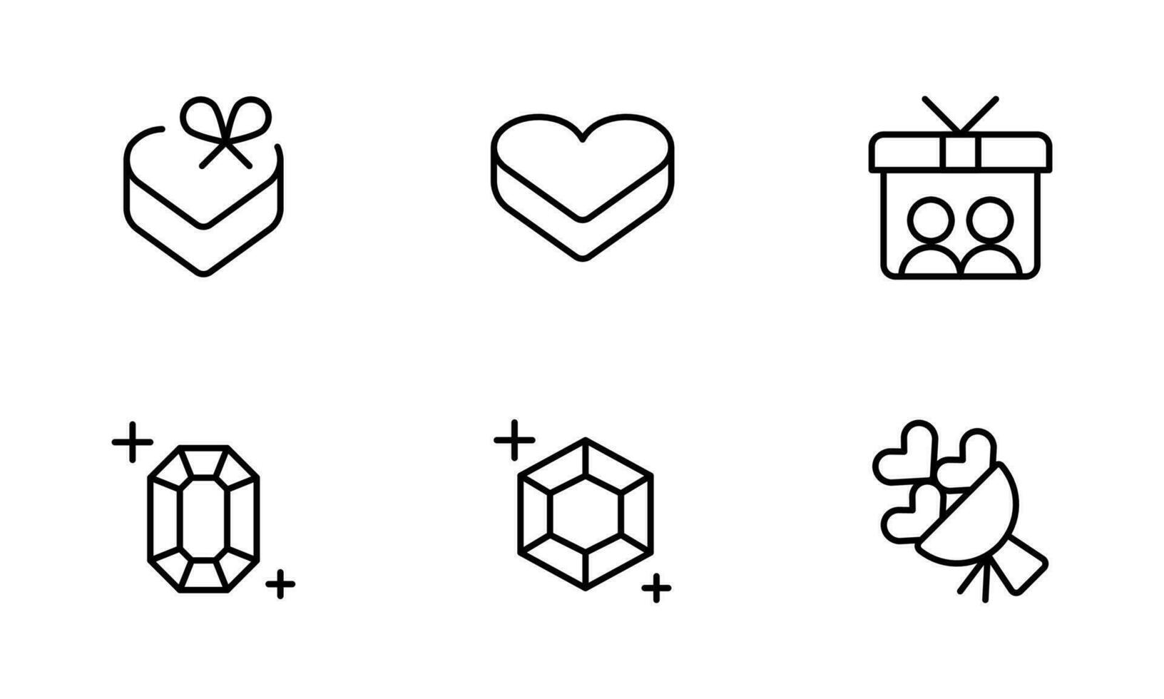 gåvor ikon, bröllop gåva ikon, vektor uppsättning design med redigerbar stroke. linje, fast, platt linje, tunn stil och lämplig för webb sida, mobil app, ui, ux design.