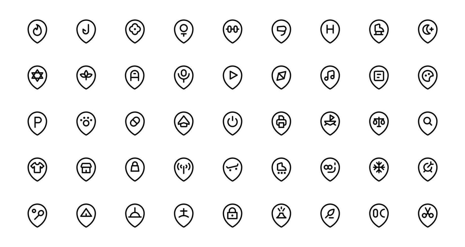 Ort Symbol. Karte Stift Platz Marker. linear editierbar Schlaganfall. Linie, solide, eben Linie, dünn Stil und geeignet zum Netz Buchseite, Handy, Mobiltelefon Anwendung, ui, ux Design. vektor